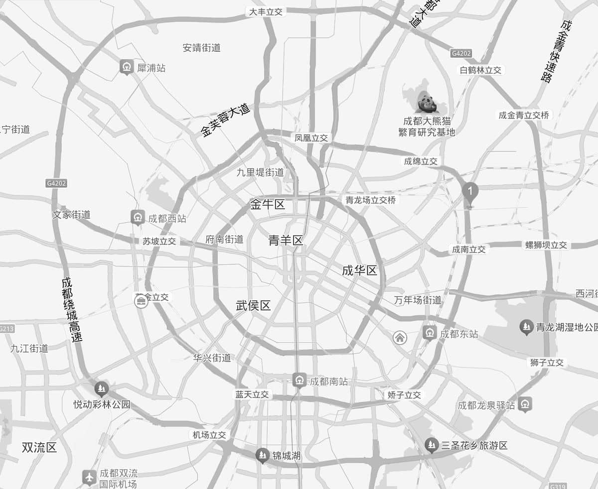空谷设计（成都足浴装修设计与民宿设计施工公司）区位示意图